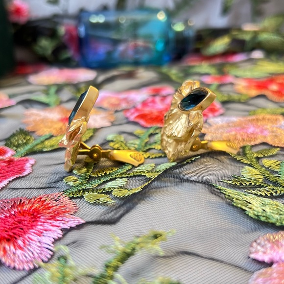 RARE YSL Earrings Clip On Gold Plated Authentic Yves Saint Laurent Jewelry - Picture 6 of 8